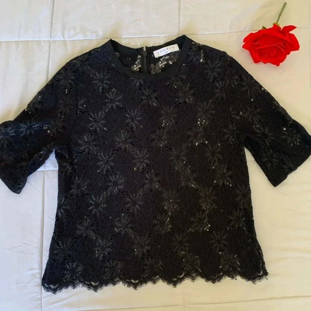 Sandro Paris eyelit top